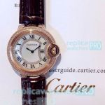 Copy Cartier Woman Watches Ballon Bleu de Black Leather Stap